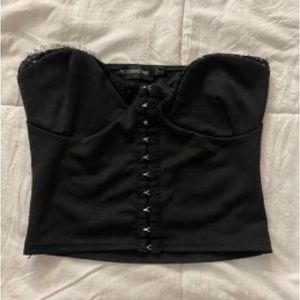 Pretty Little Thing black corset going out tube top